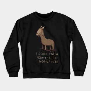 the mystery of tree climbing goats Crewneck Sweatshirt